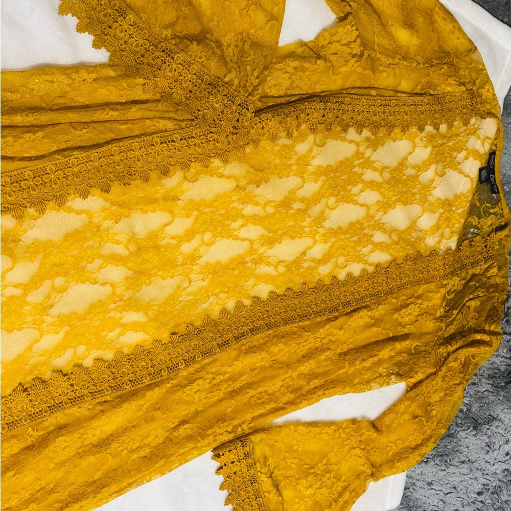 Polly & Esther Yellow Bishop Sleeve Sundress Resort Wear